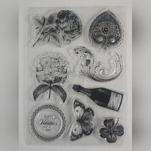 Anna Griffin Treasury Edition Cling Stamps Valentines Love Champagne